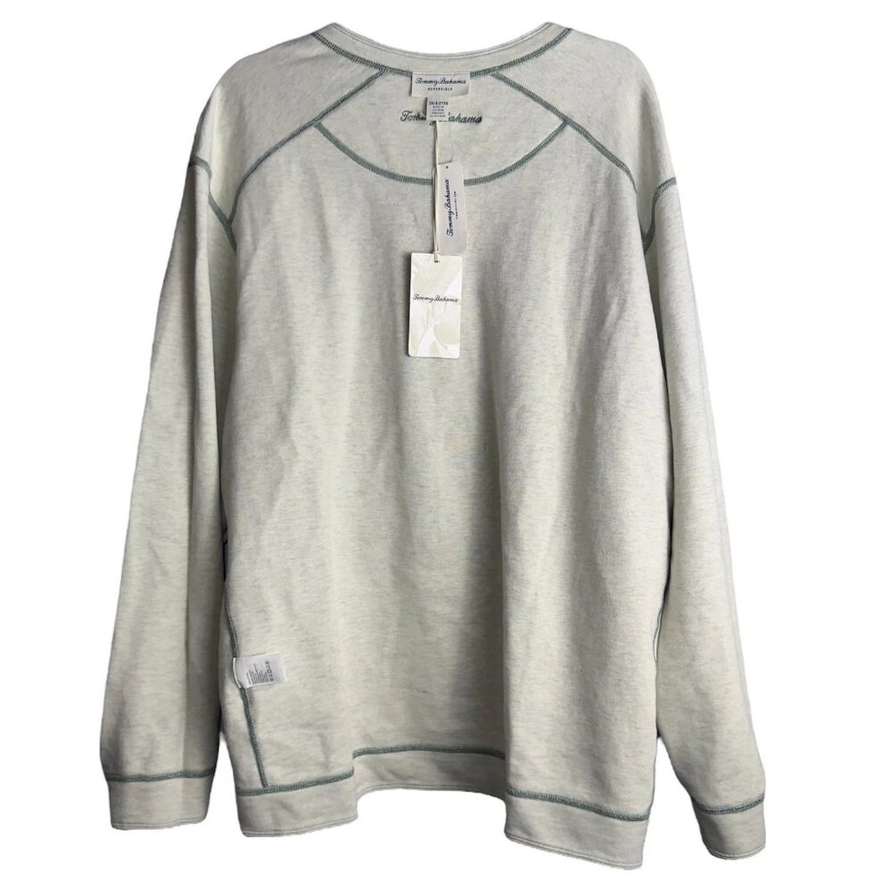 Tommy Bahama Fliprider Abaco Reversible Cotton Sweatshirt Mens 3XB Tropical Fern - Picture 8 of 12